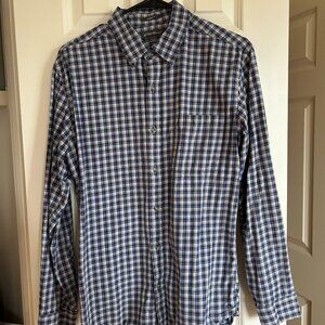 Eddie Bauer Men’s Classic Fit Button Down Shirt Small Blue Plaid